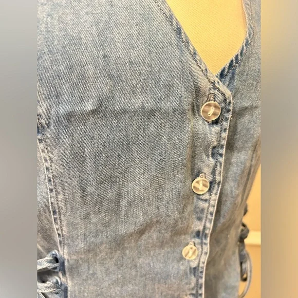 BBJ Los Angeles Denim Vest Waistcoat Blue Jean Large - Picture 3 of 6